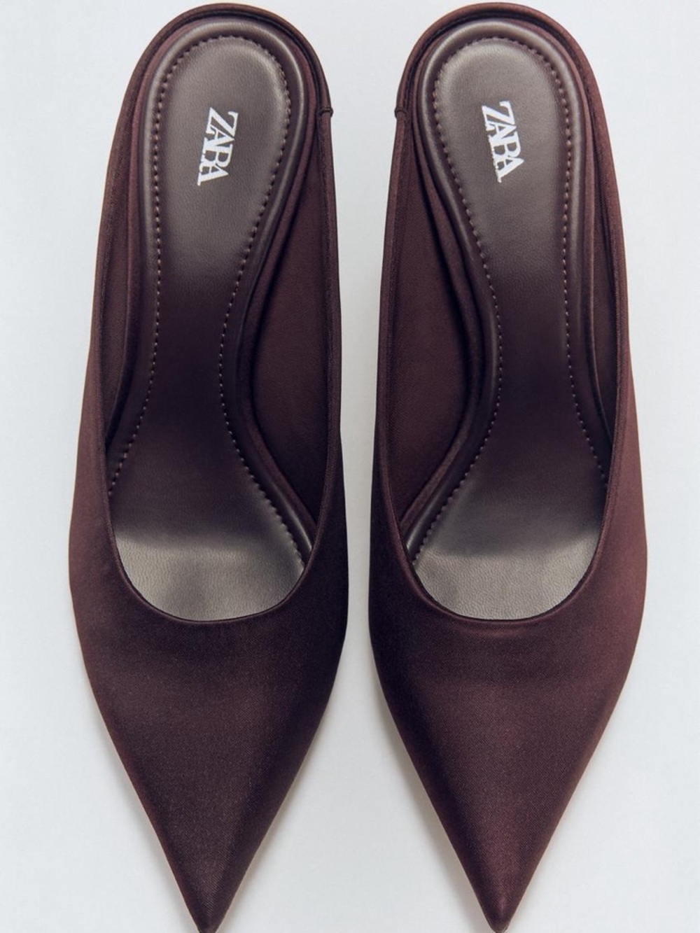 Zara Pointed Slip-On Mules in Brownish Maroon Color